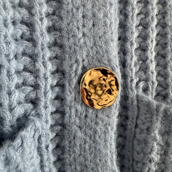 Mable Cozy Blue Gold Buttoned Cardigan NWT, Size M - Picture 10 of 14
